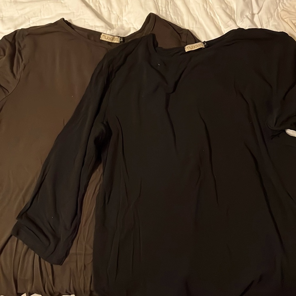 NUGGLES Black and Brown Essential Layering 3/4 Tee